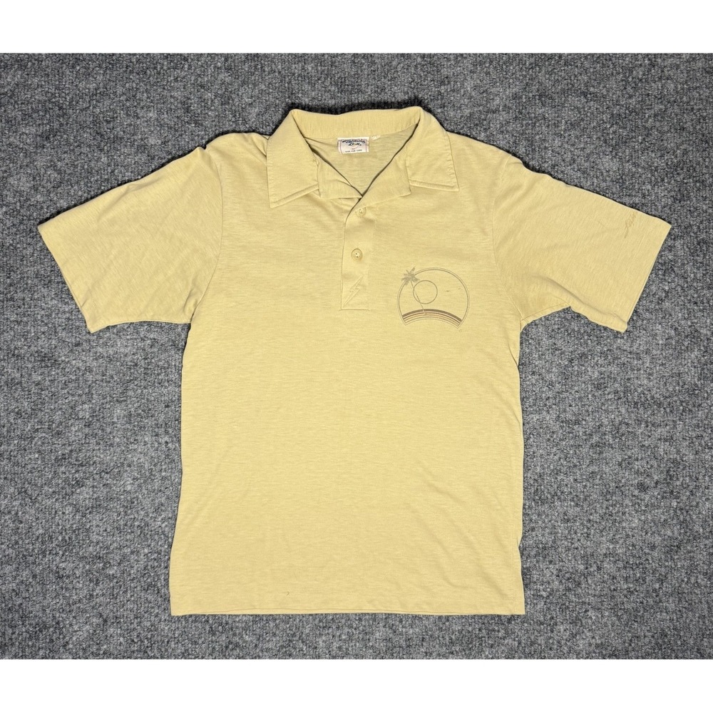 Vintage 70s 80s‎ Lightning Bolt Polo Shirt Hawaiian Surf Single Stitch Sz Medium